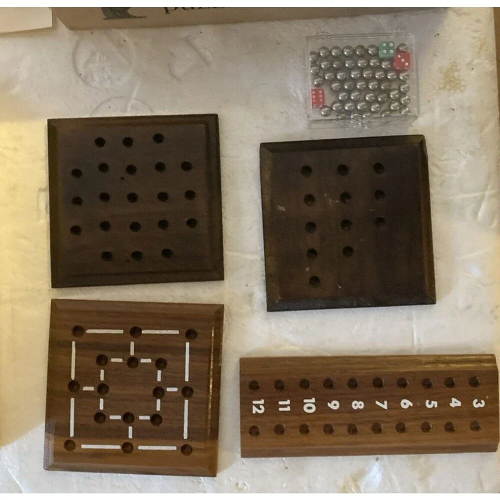 Vintage Thinker Series Puzzles and Games Skor-Mor Walnut Hardwood Chrome Pieces